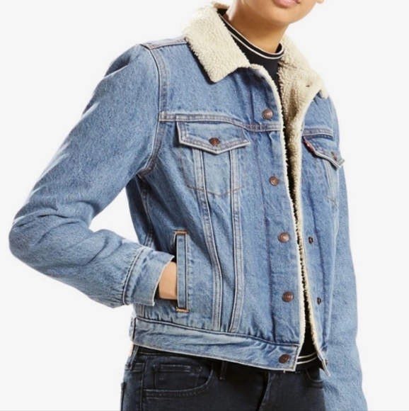 Levi's Jackets & Blazers - Levi's Blue Denim Sherpa Jacket